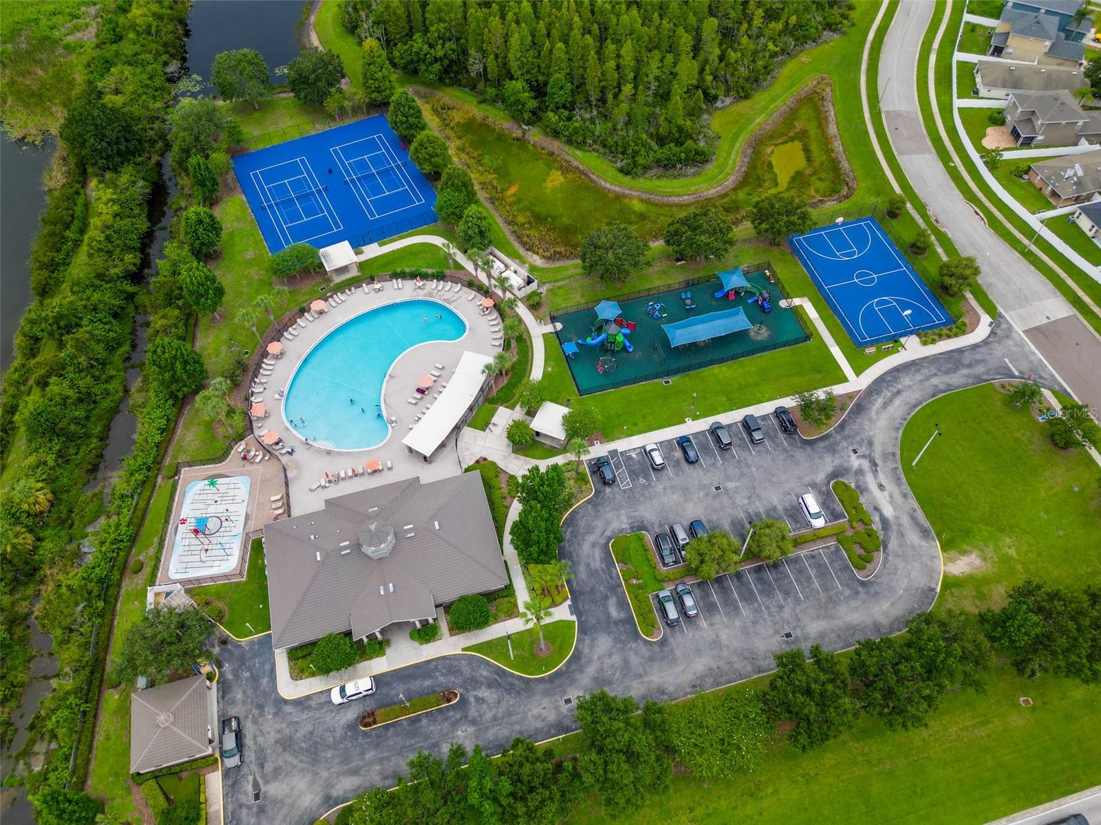 Overhead view of Clubhouse and Pool