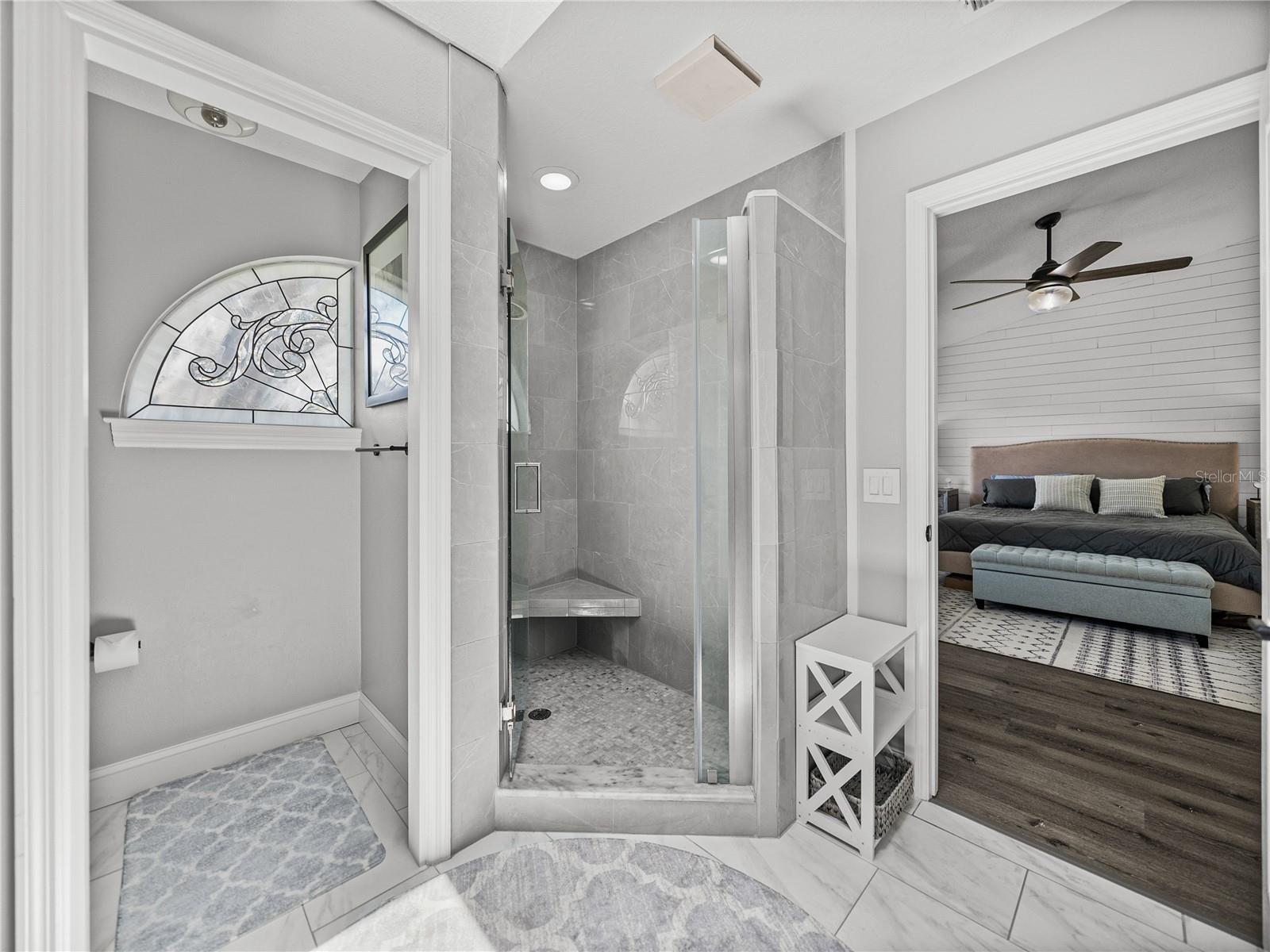 Primary Bathroom Walk-in Shower and Wet Closet