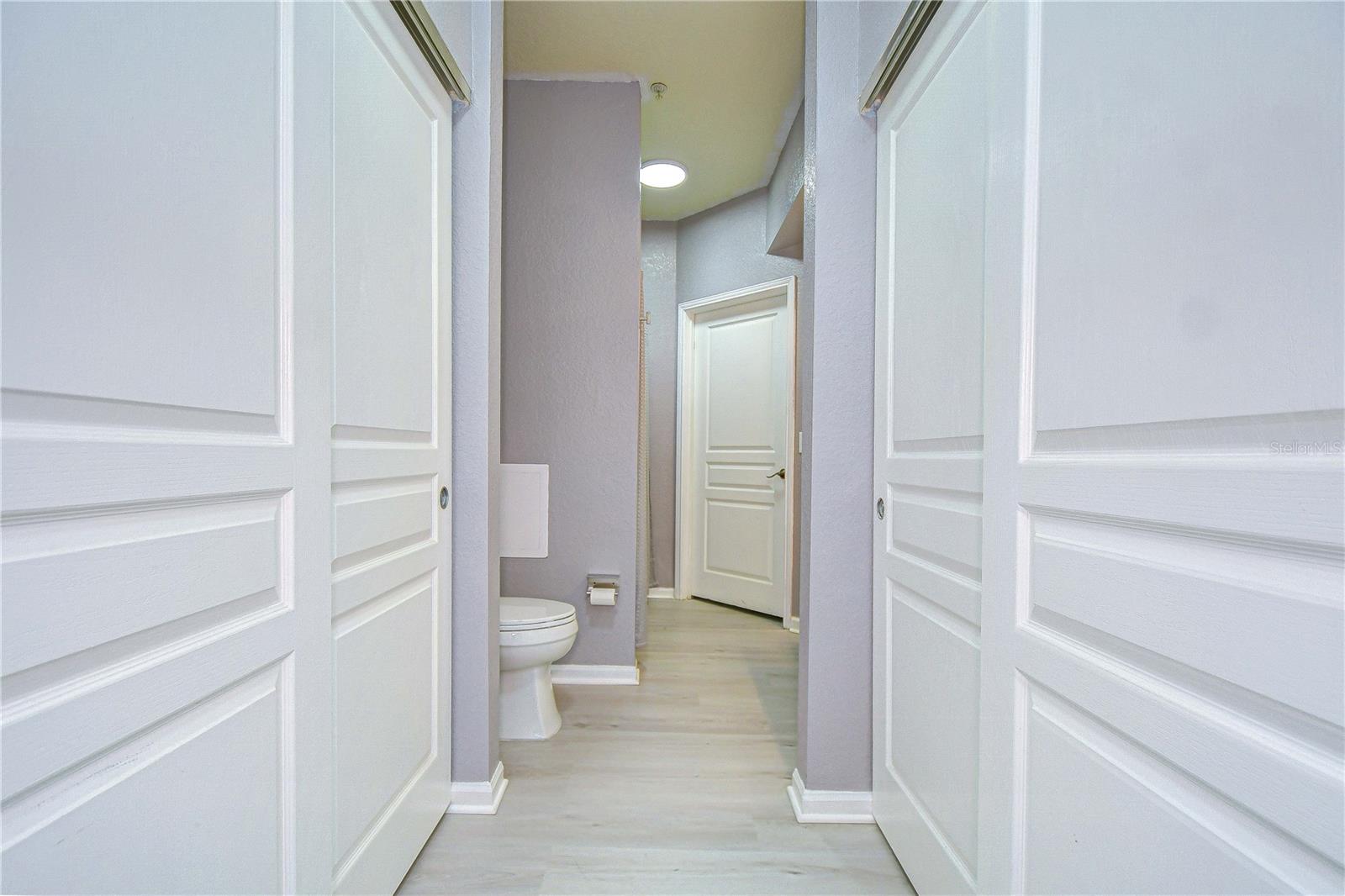 The second bedroom shows two closets.