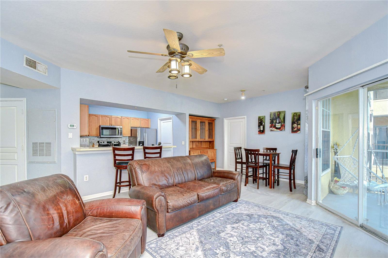 Living room and kitchen view.