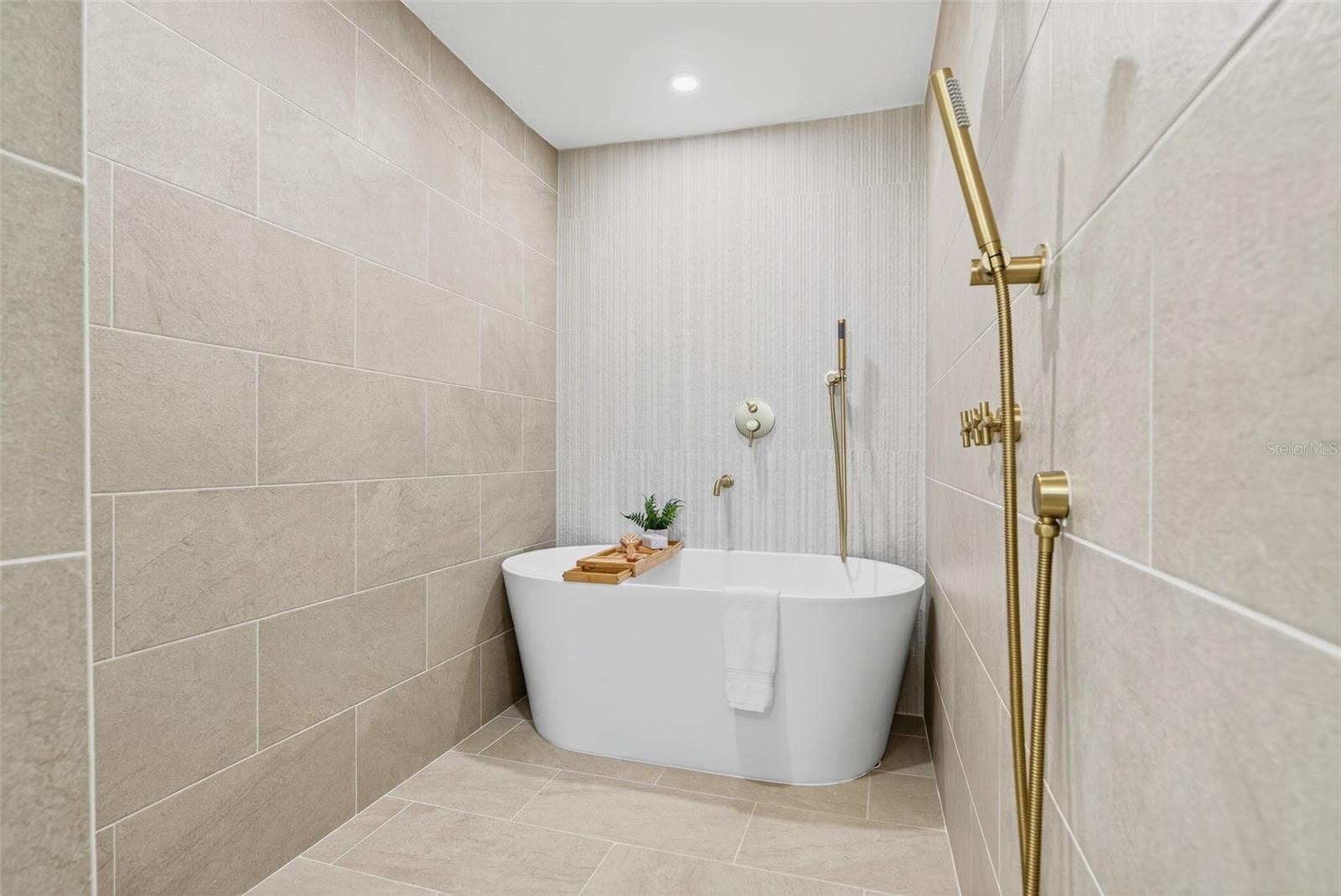 Wet Room with Shower and Freestanding Tub Combo