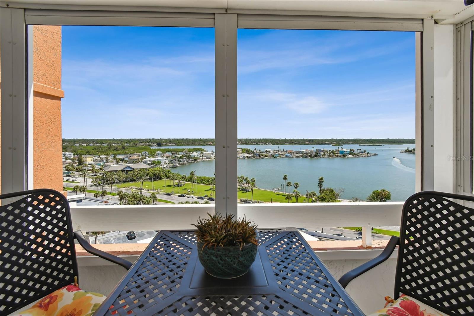 An eastward or sunrise view of the intracoastal from your private front balcony