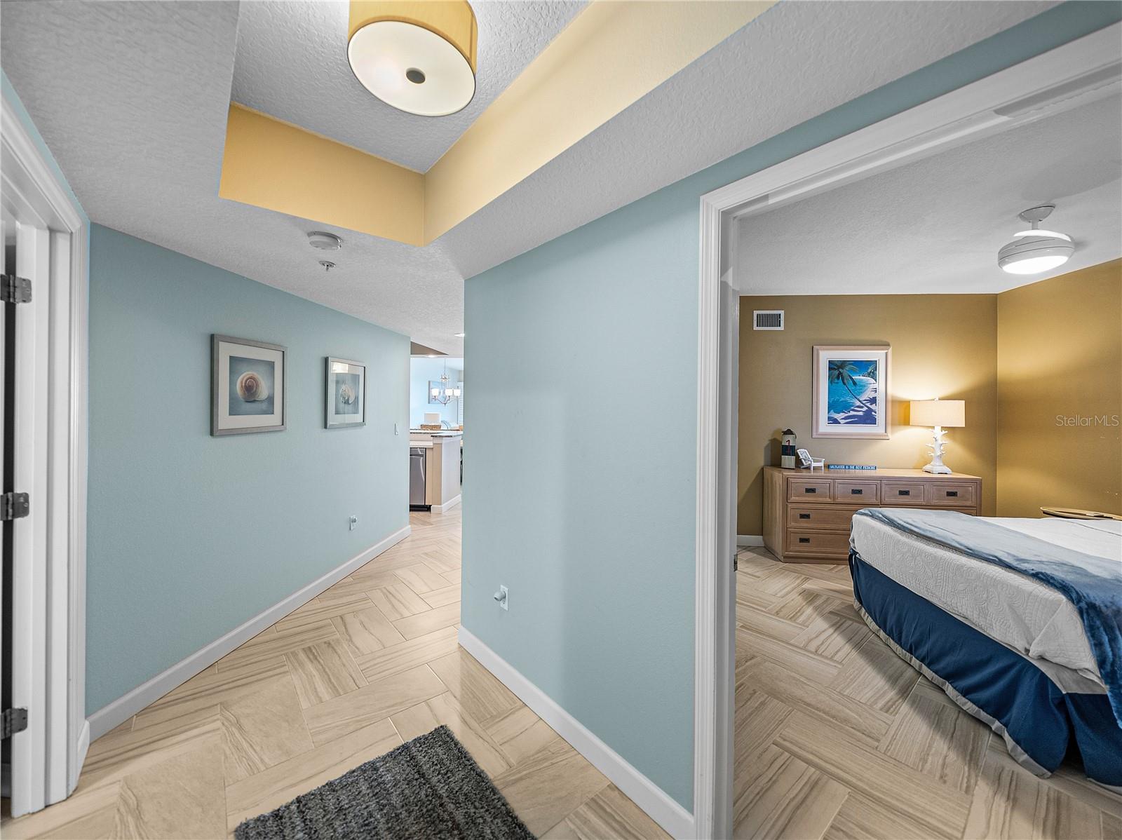 Split bedroom floor plan adds privacy for guests or families
