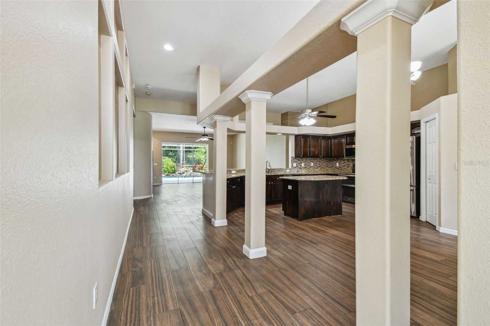 Kitchen w/Dramatic Column Entry