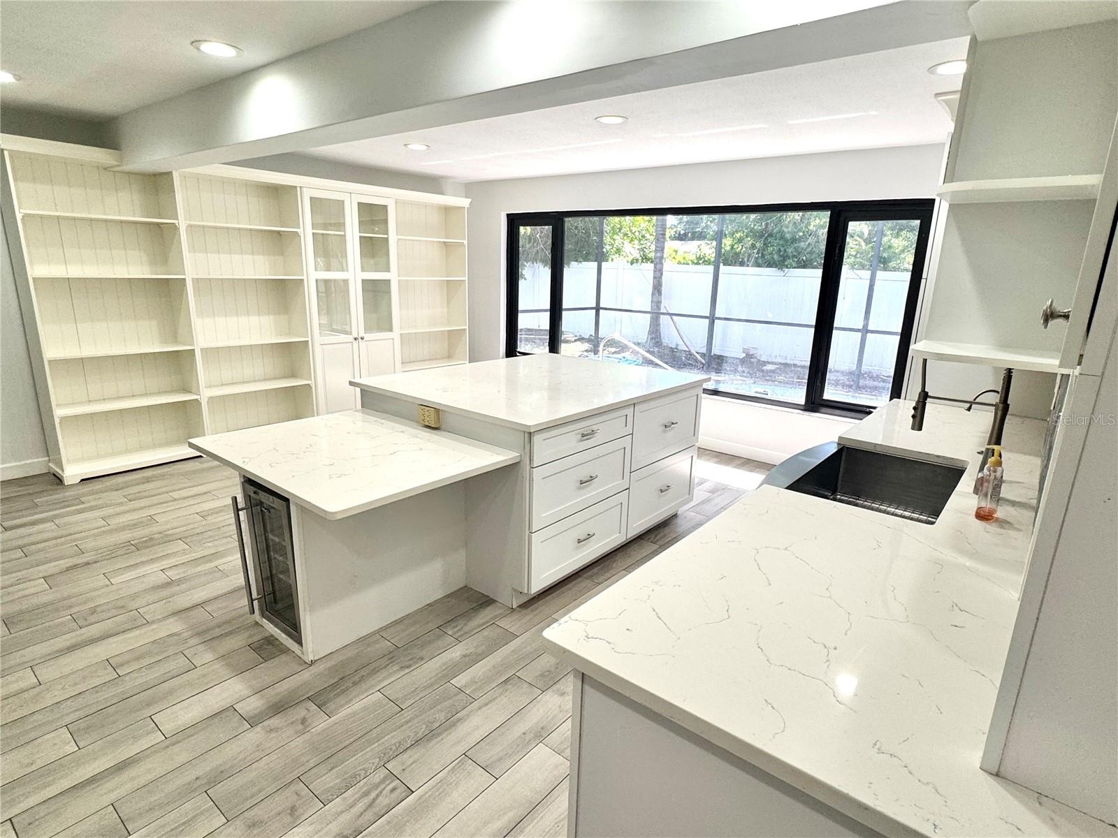 Wine chiller in the kitchen island