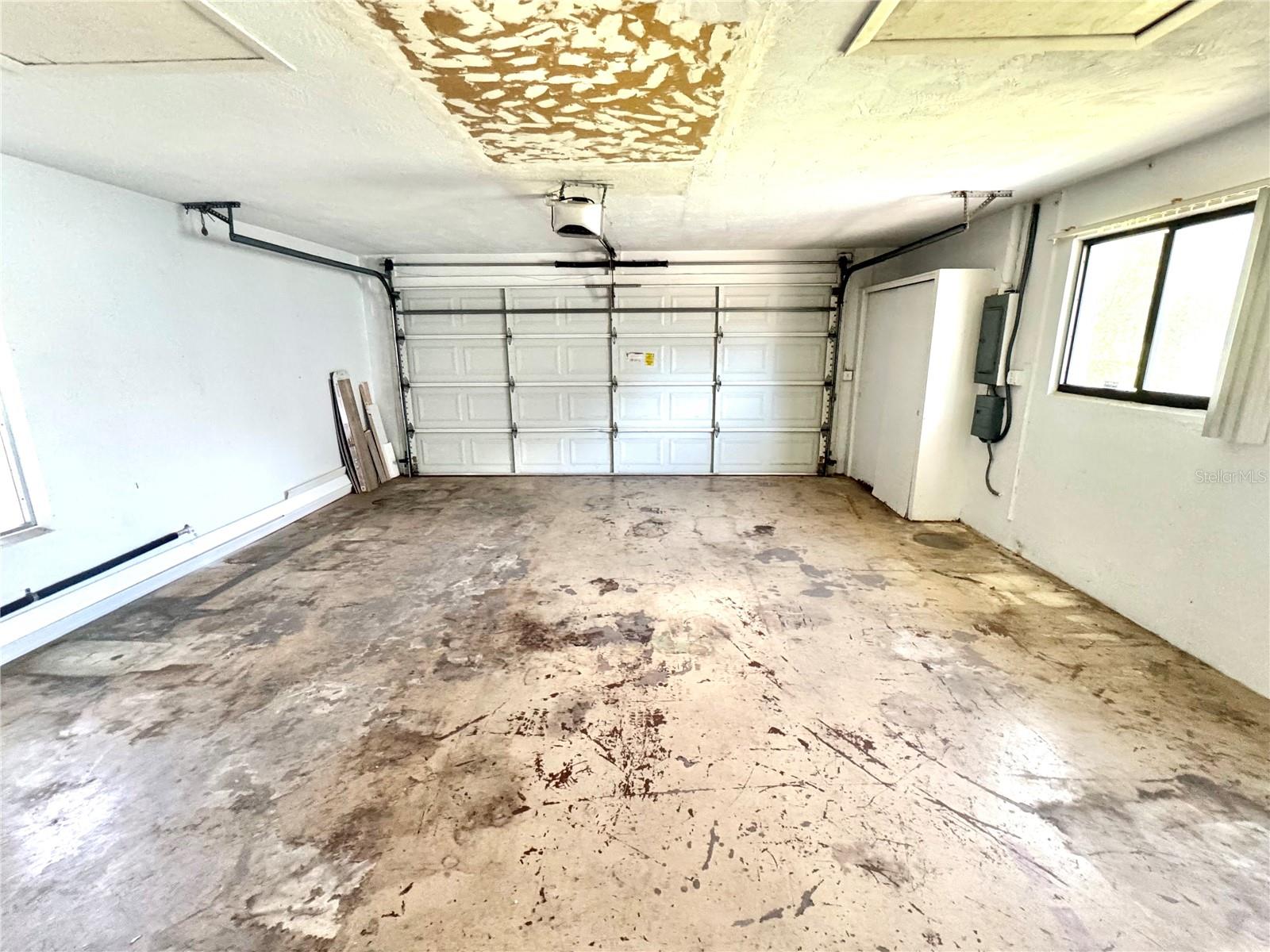 Large garage with storage closets