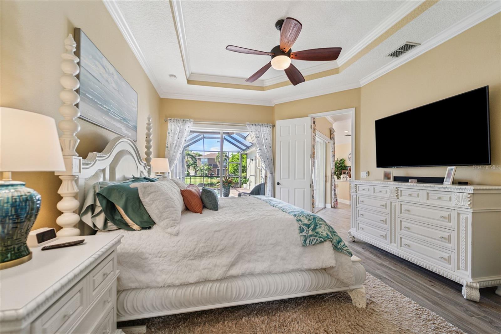 Primary suite with views and access to the pool