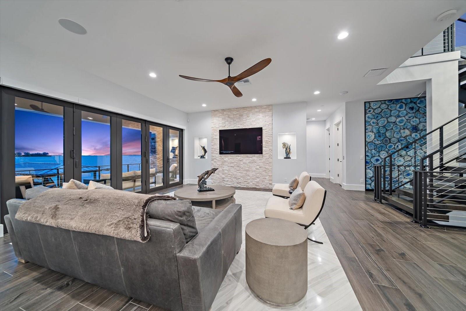 Great room offers captivating views and impressive finishes
