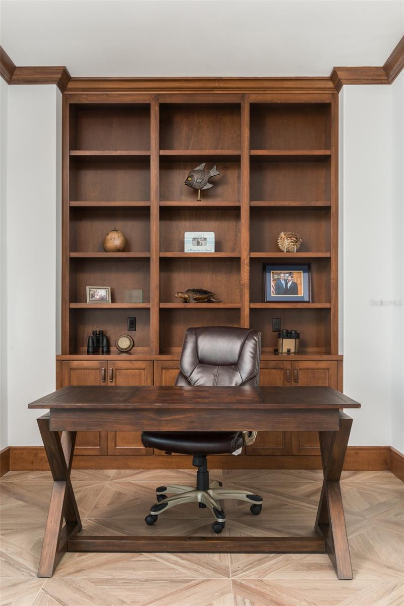 Handsome built-ins in private office area.