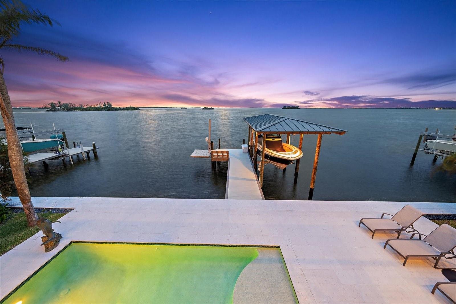 Sunsets extraordinaire enhanced by panoramic water vistas create a truly serene atmosphere.