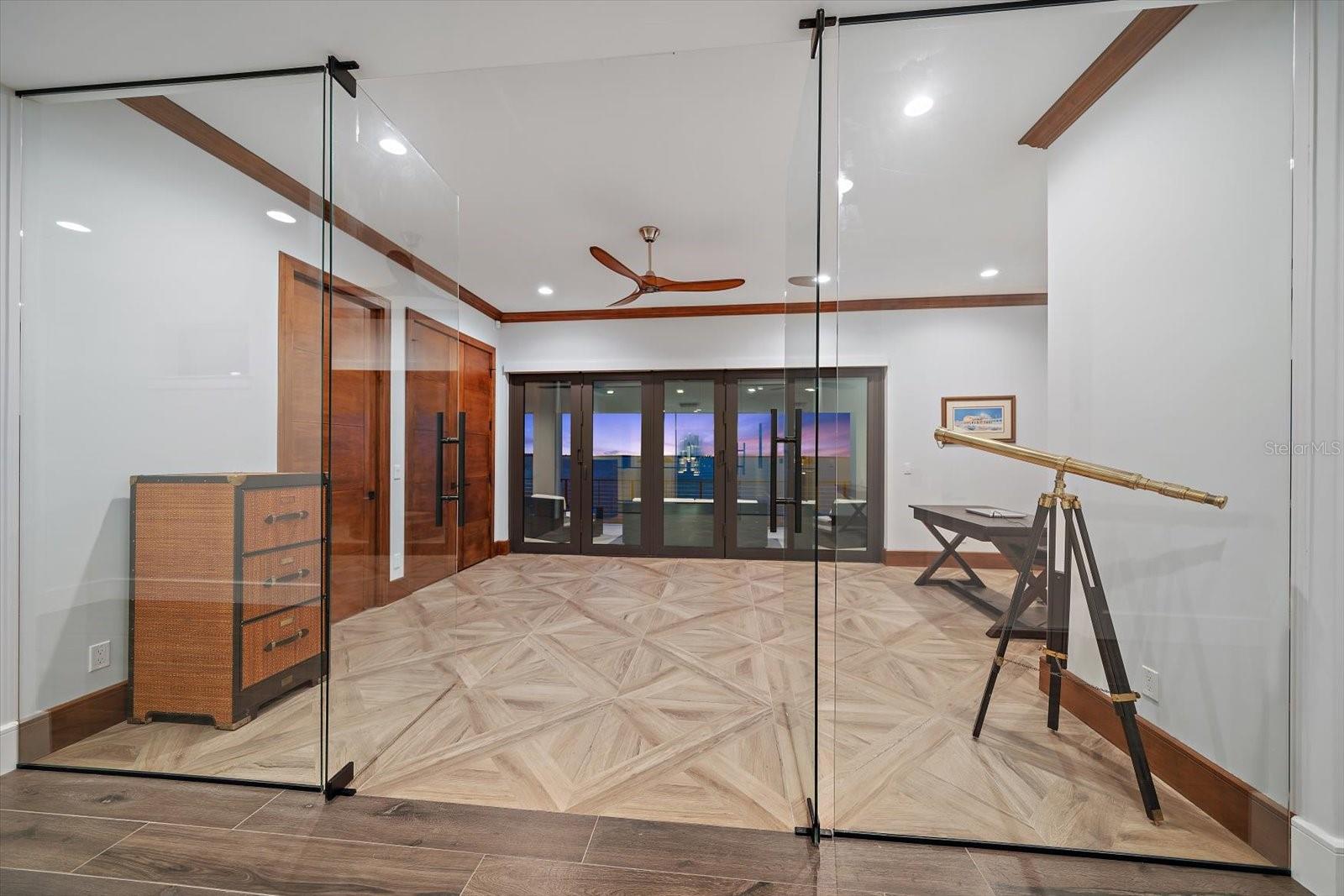 Spacious office with private terrace access.