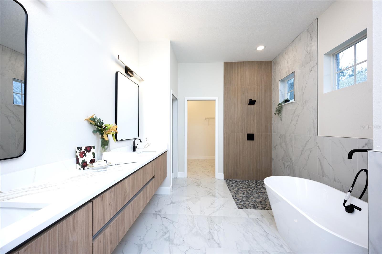 Spa-inspired LUXURY Bath! Glass enclosure in process