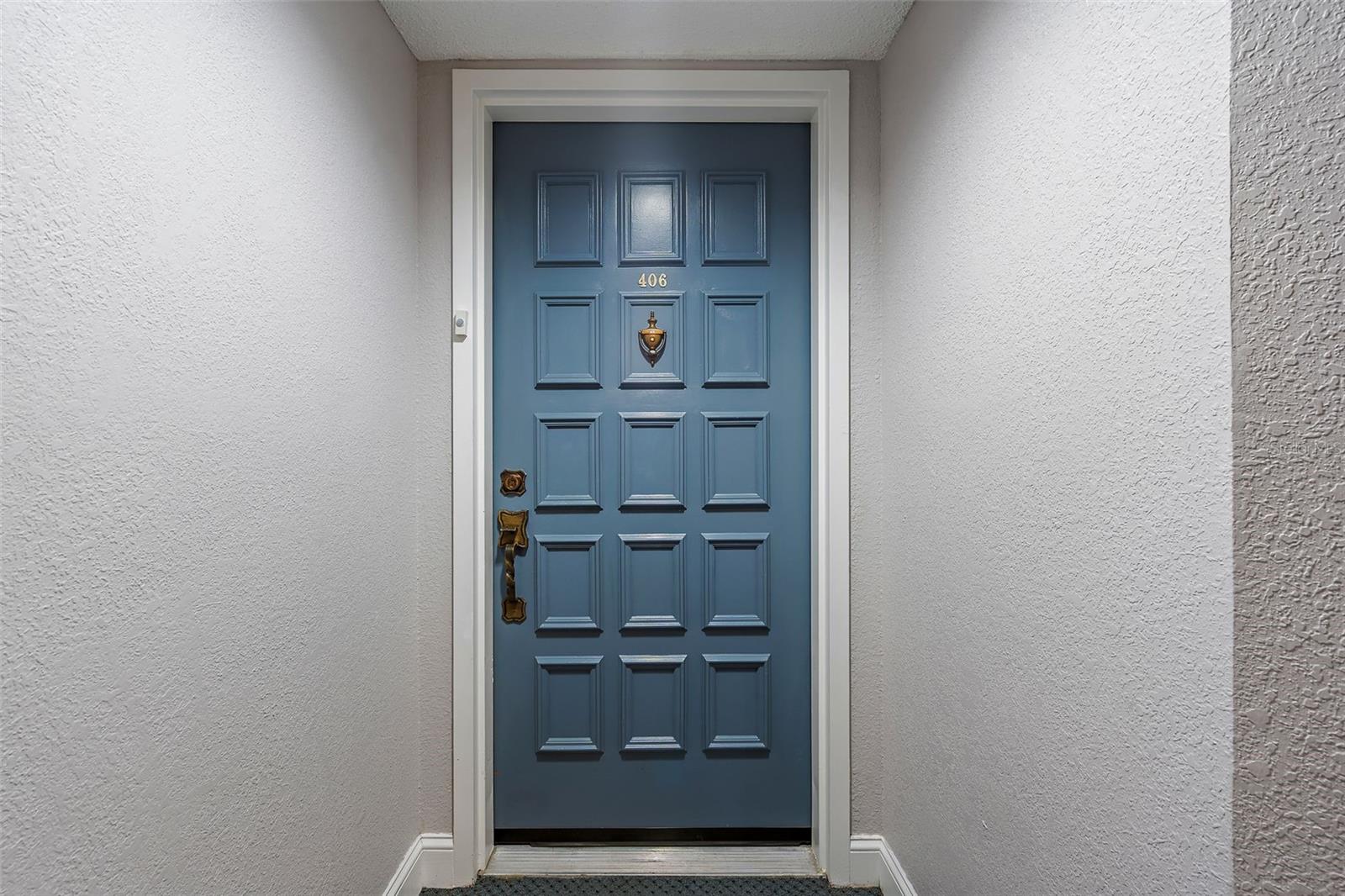 Front entry door to unit