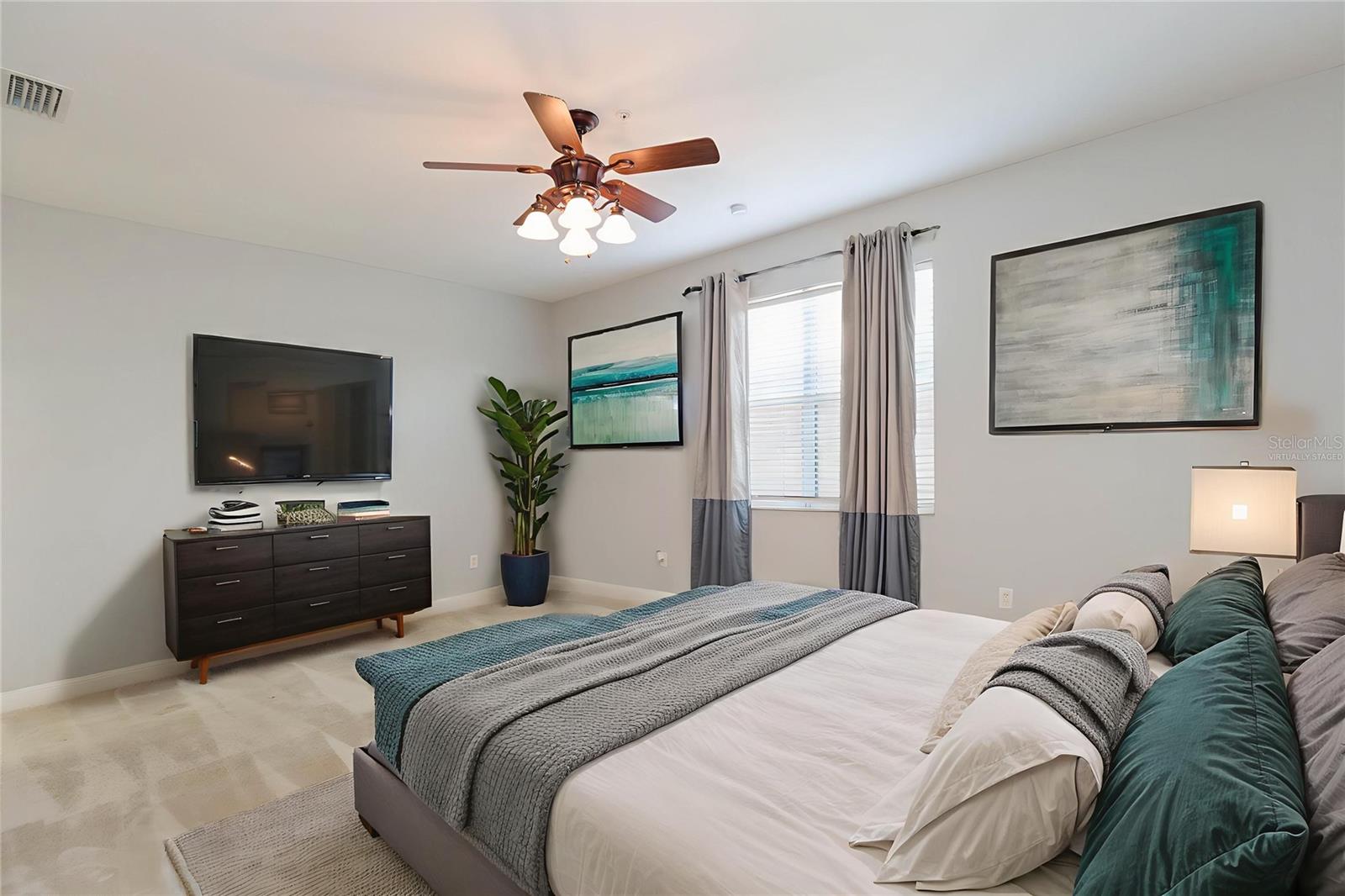 Virtually staged master bedroom
