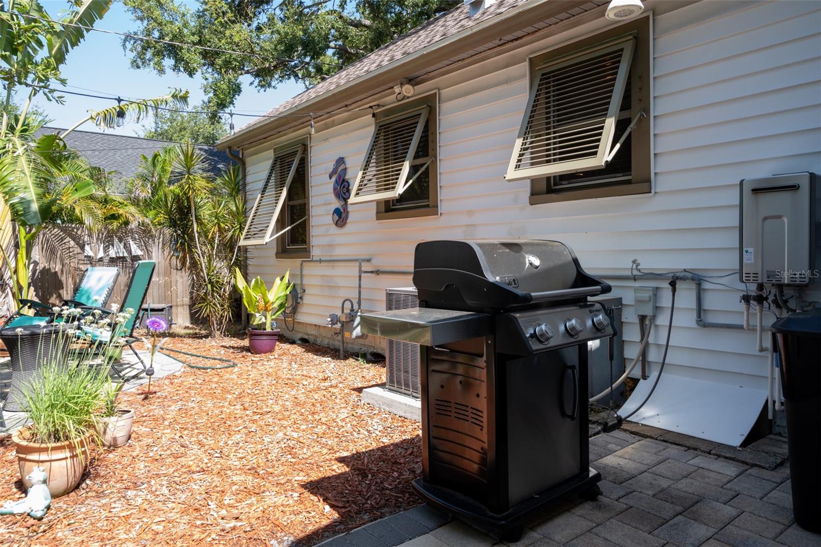 backyard, gas connection to grill
