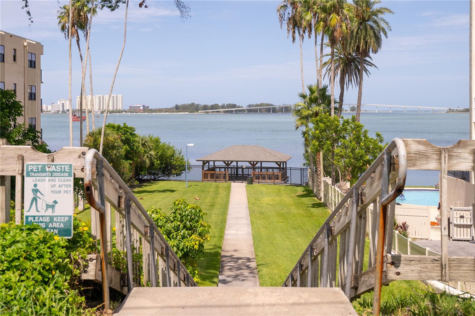 This Amazing waterfront park is only a few steps away.   It is great any time of day and is the perfect spot for sunset watching and fishing.