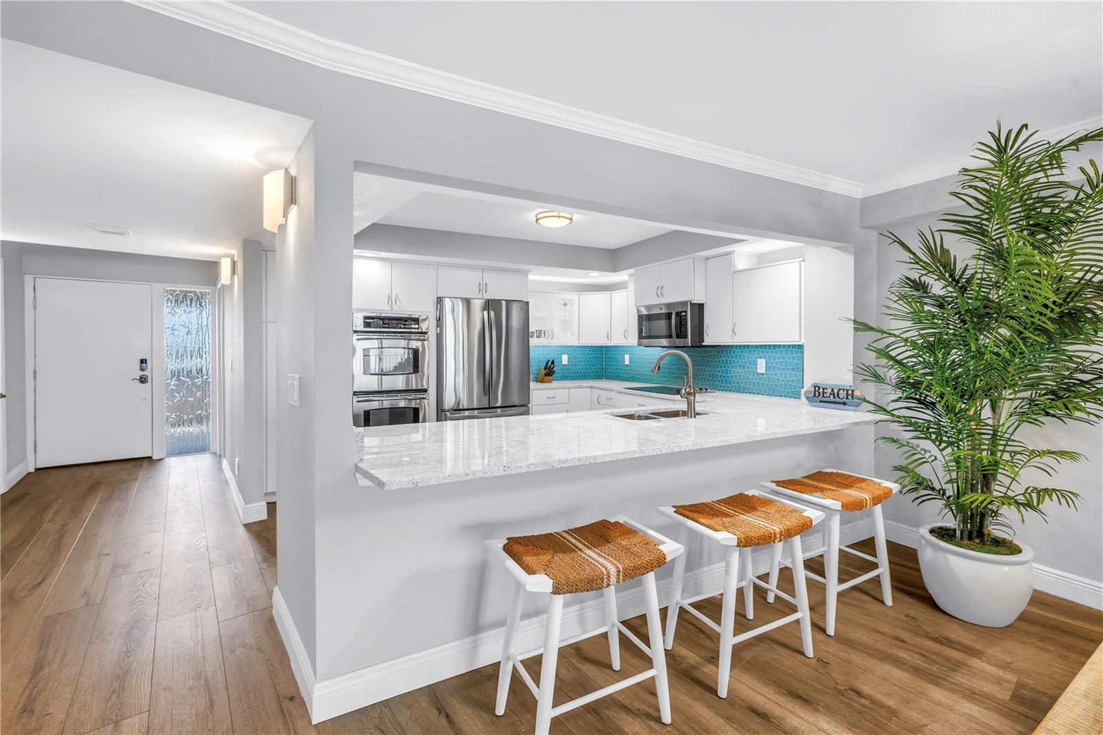 Nice breakfast bar and updated kitchen.