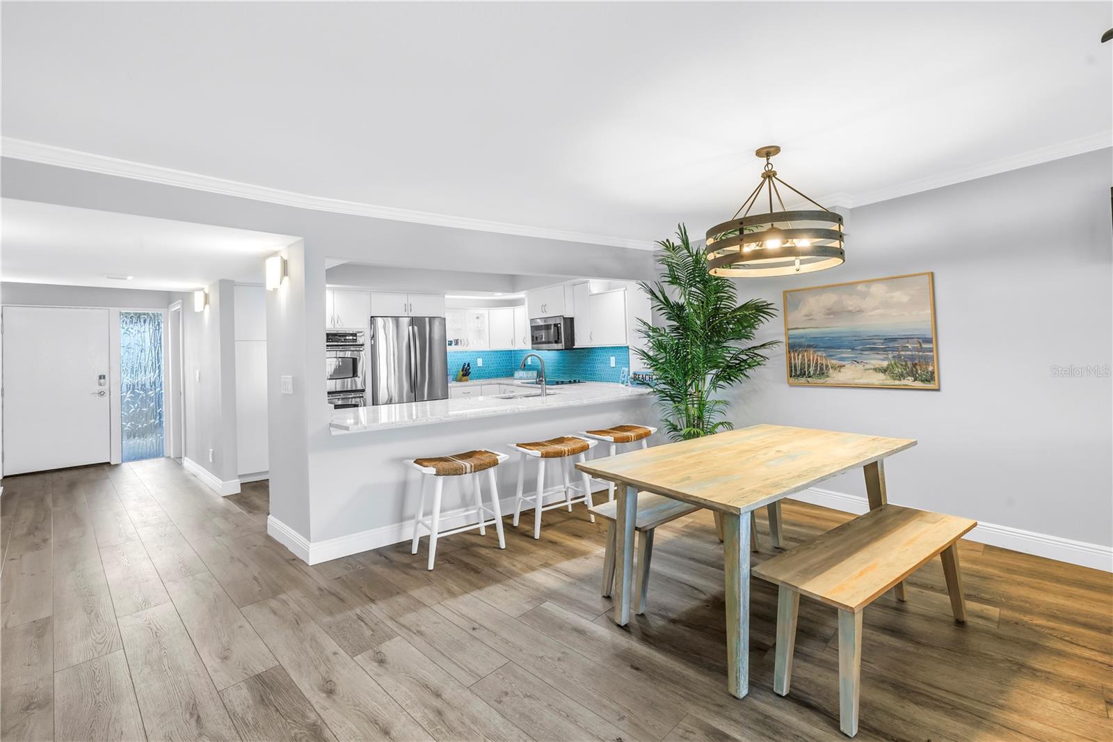 The dining room has room for even larger furniture