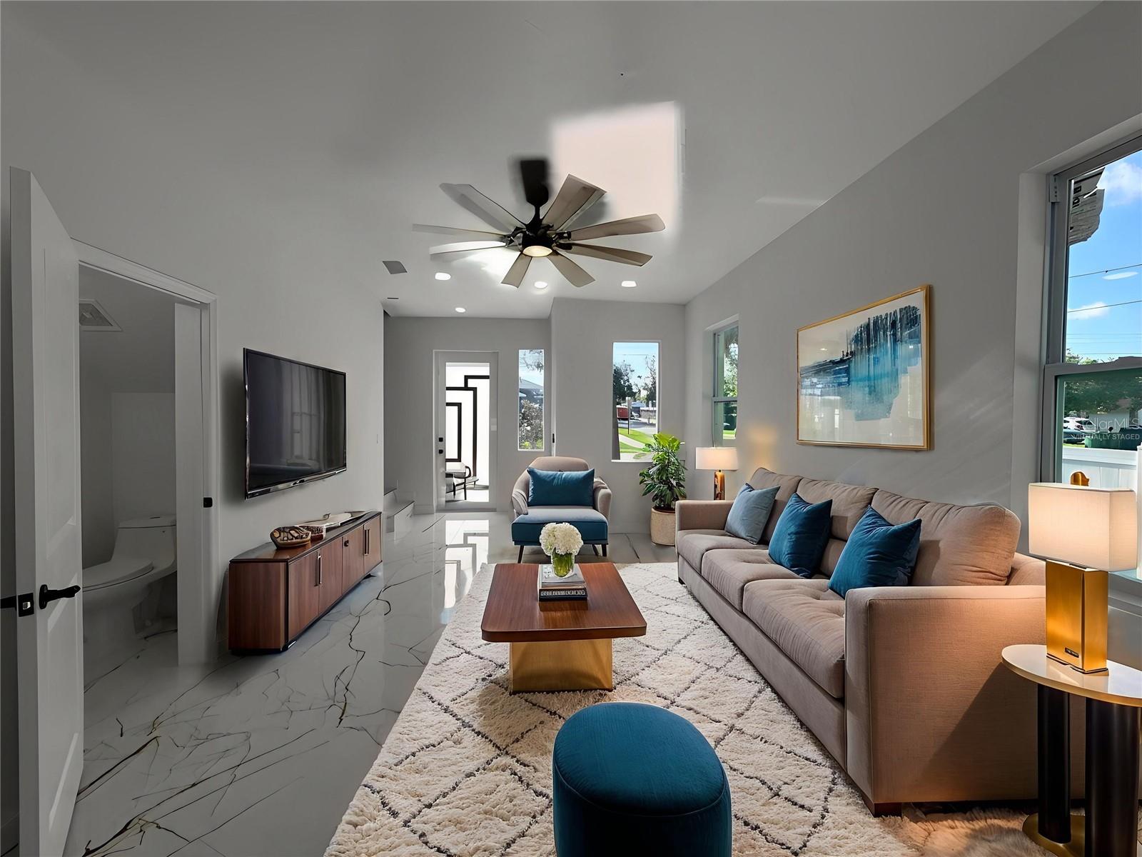 living room, virtually staged
