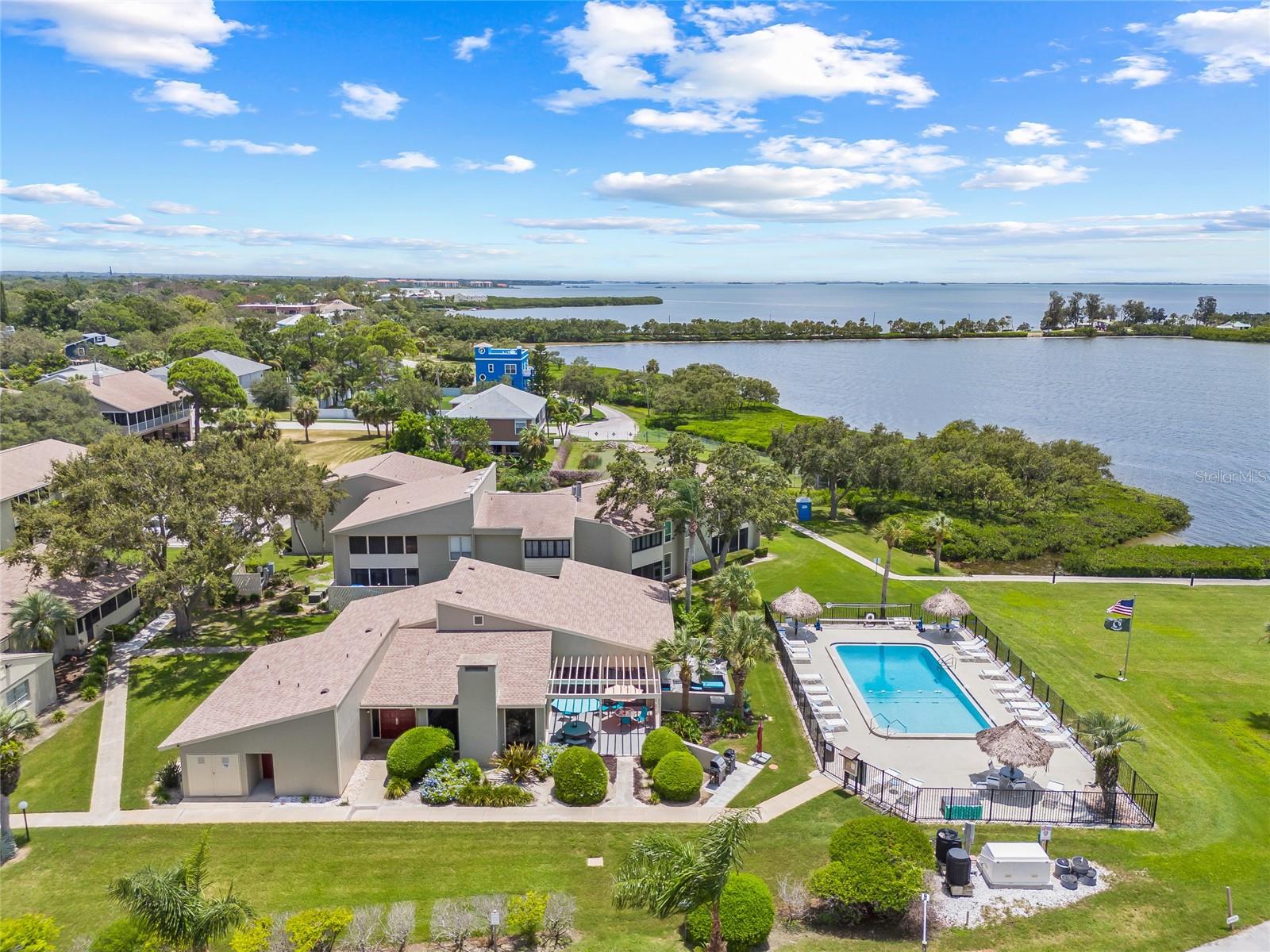 Community Pool and Clubhouse overlooking the water