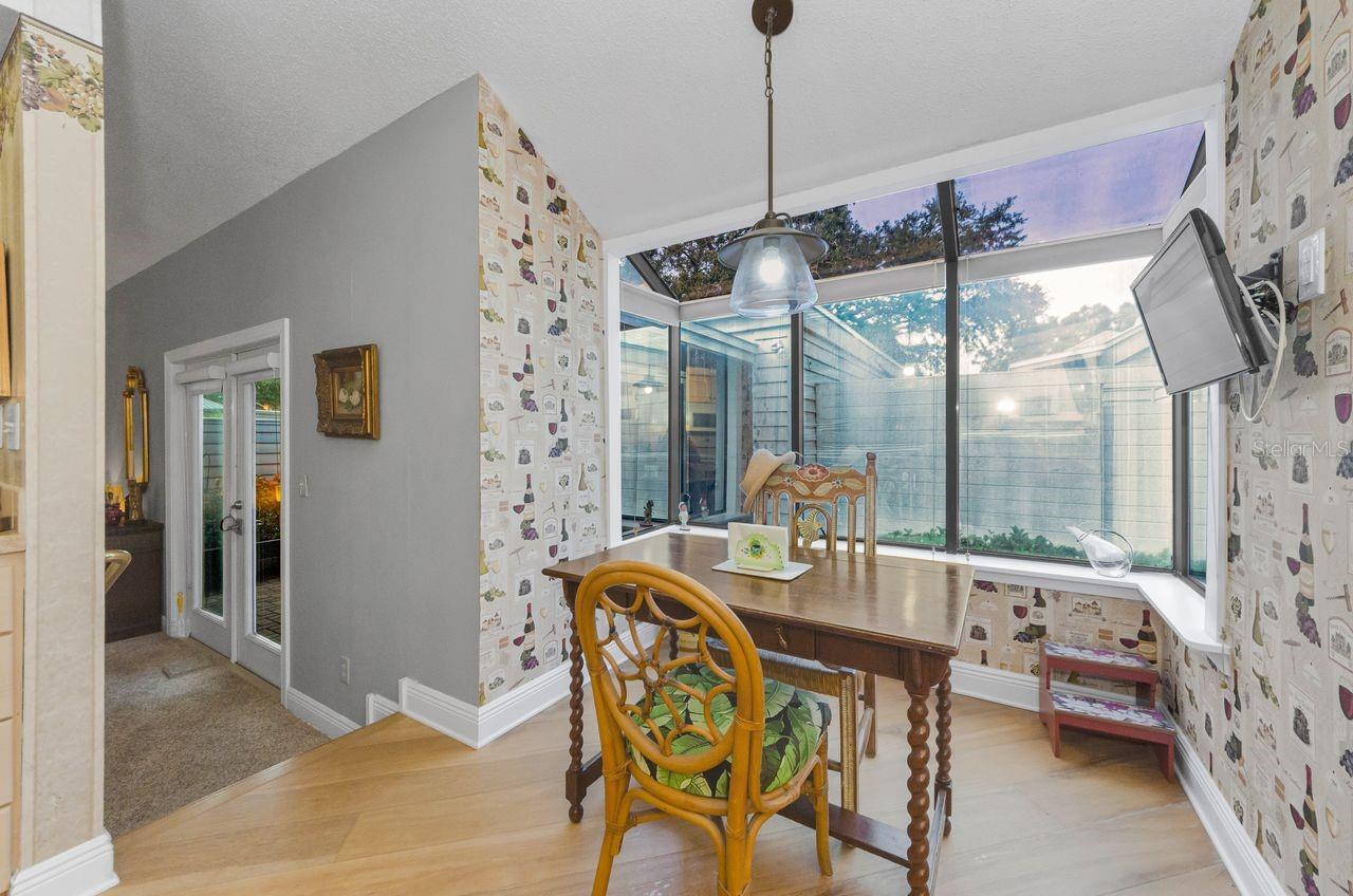 Breakfast area in the kitchen with garden window.