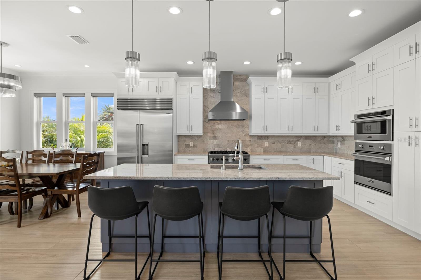Island kitchen and dining room