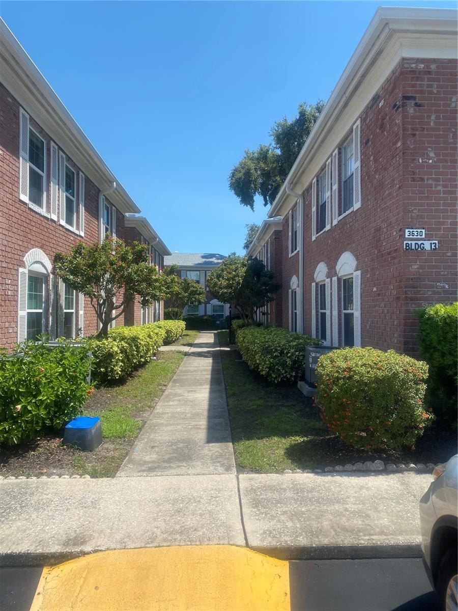 Walkway to unit