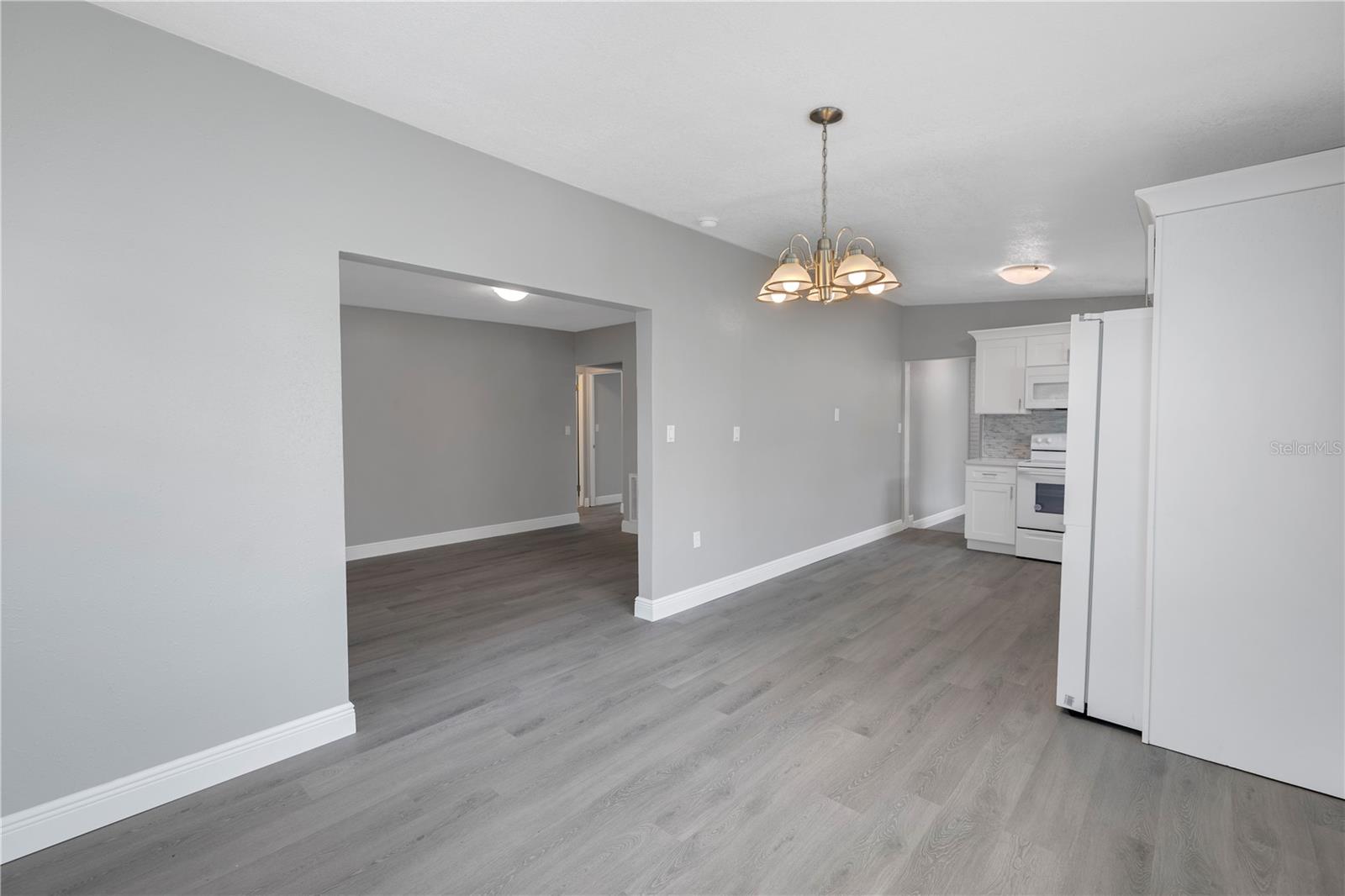 Open kitchen/living/dining area