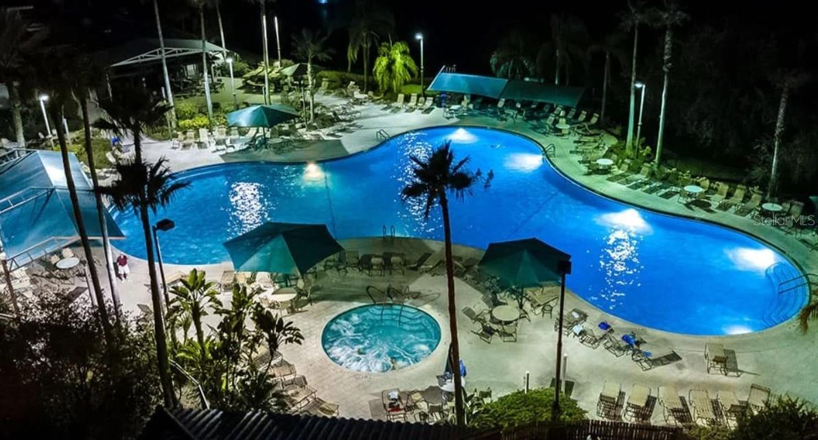 Community Pool at night