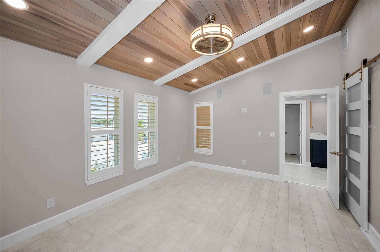 Custom Shiplap Ceiling in the Primary Suite