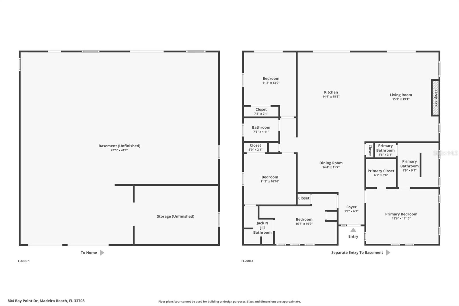 Combined Floor Plan of 804 Bay Point Drive