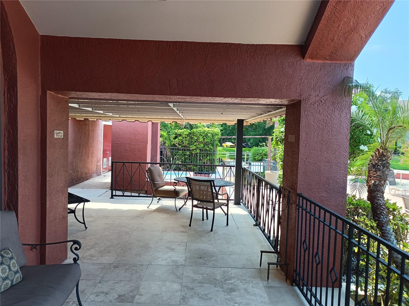 Covered seating at the pool