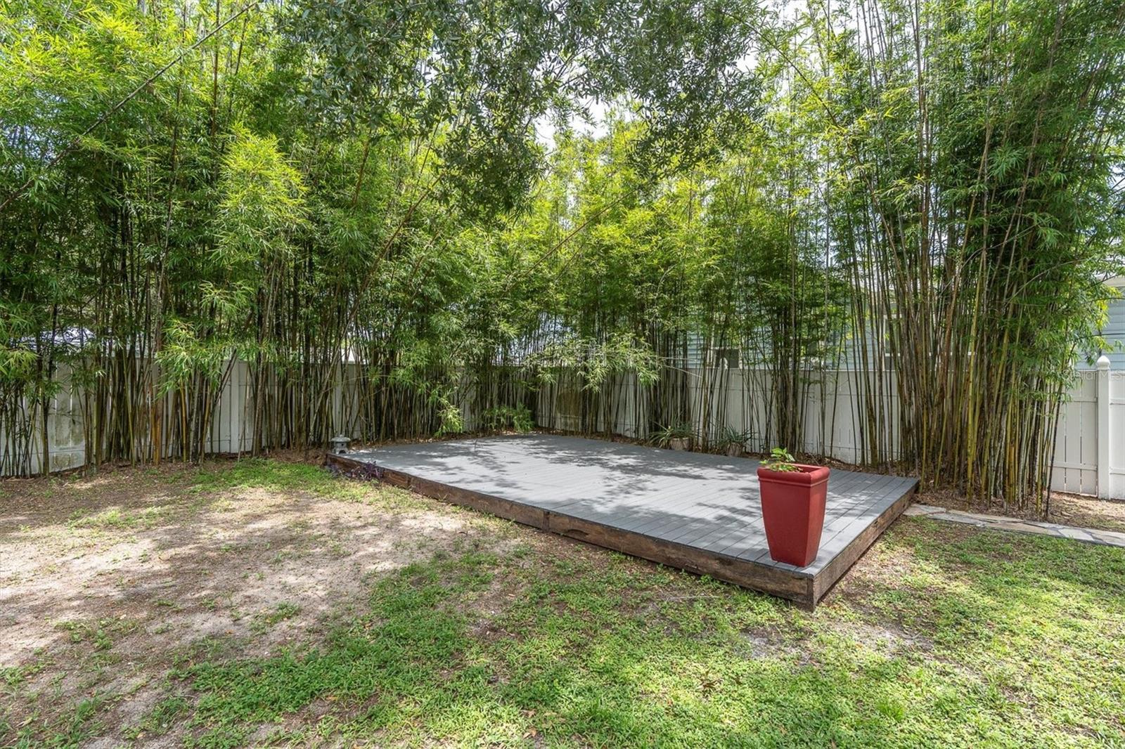 Large outdoor space with mature landscaping
