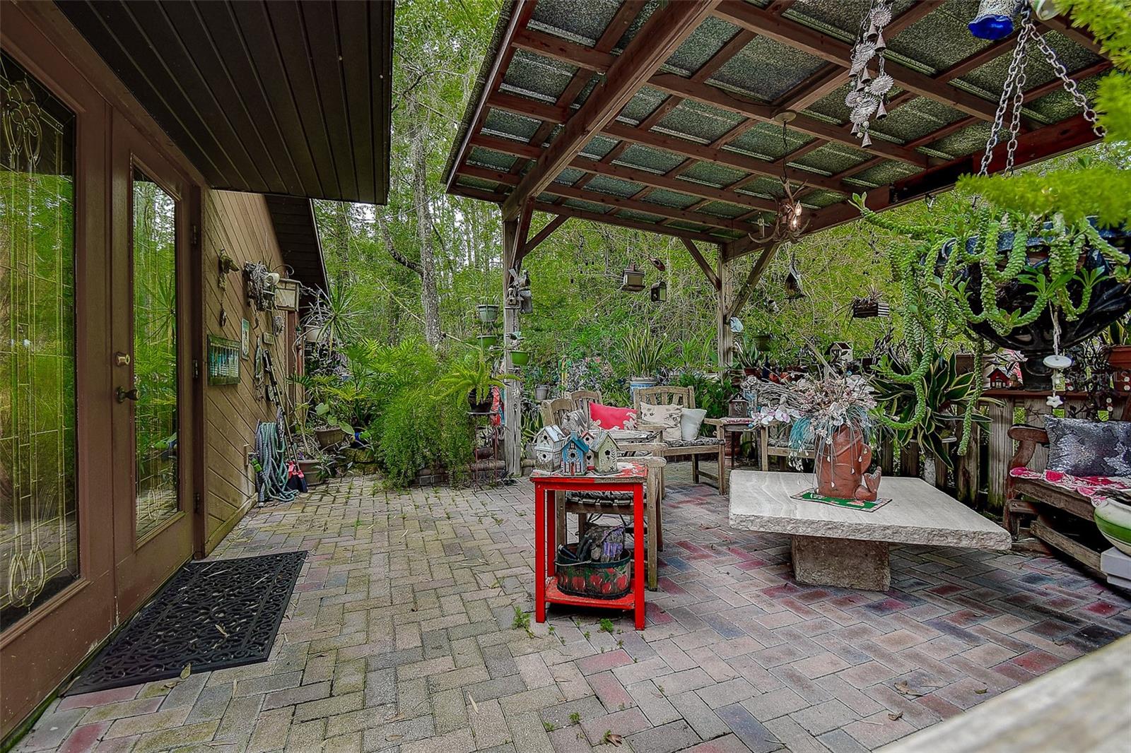 Front covered pavered patio