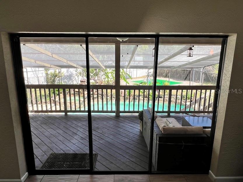 Leading to deck from family room.
