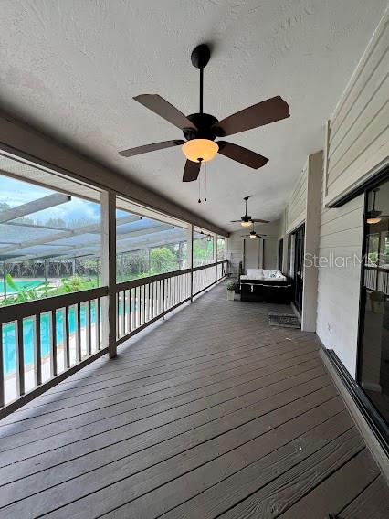 Exceptionally large deck overlooking pool.