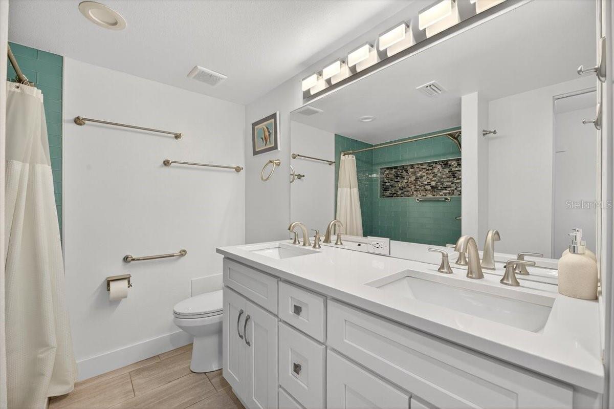 Master bathroom dual vanity.