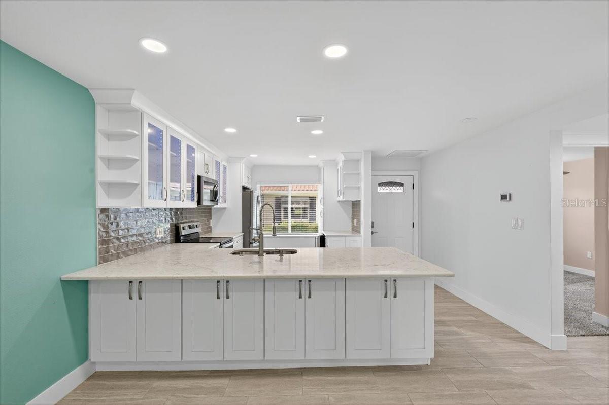 Breakfast bar and undercounter storage.