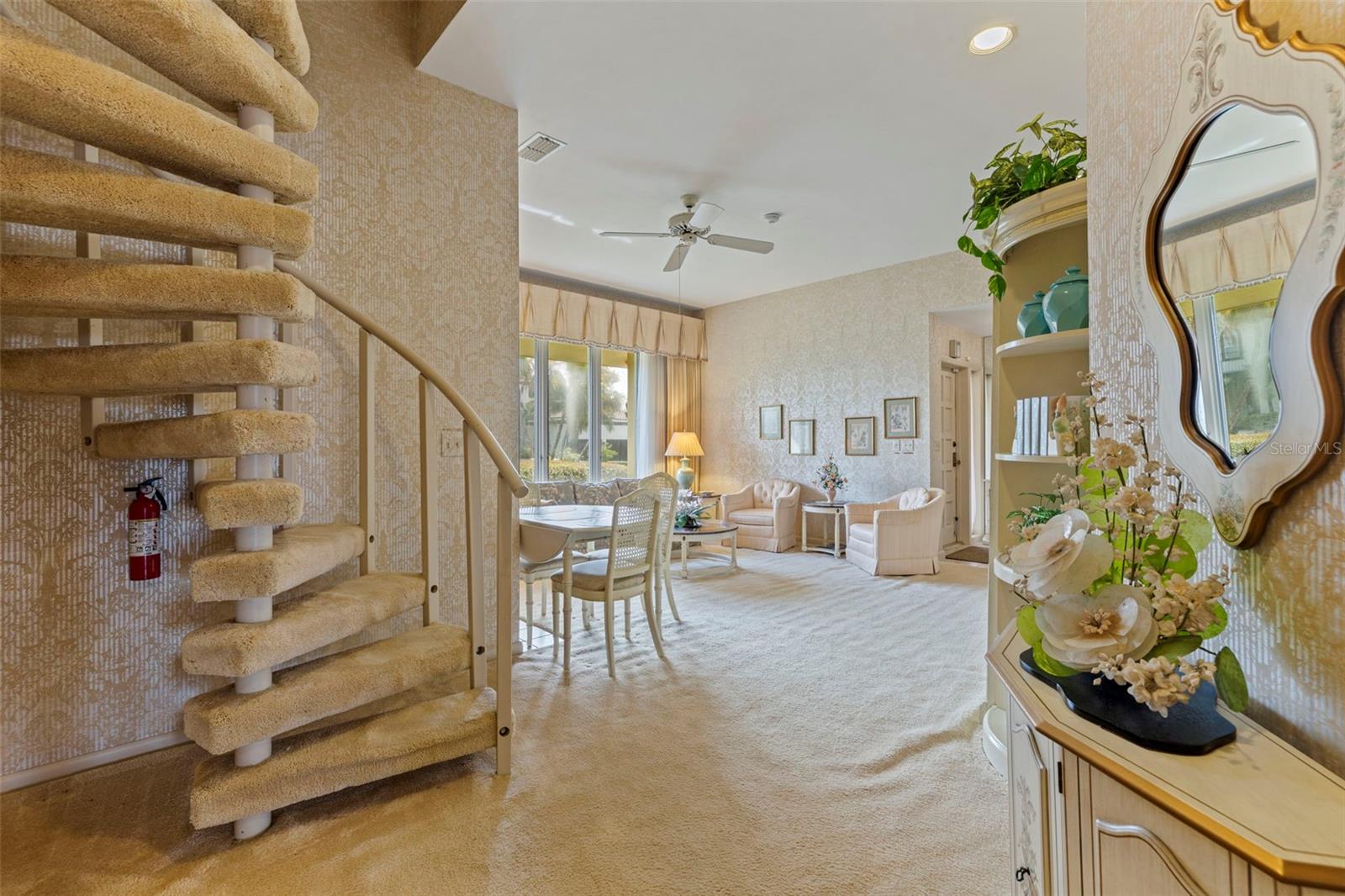 The spiral staircase lead to the upstairs of the in-law suite (see next phot0)