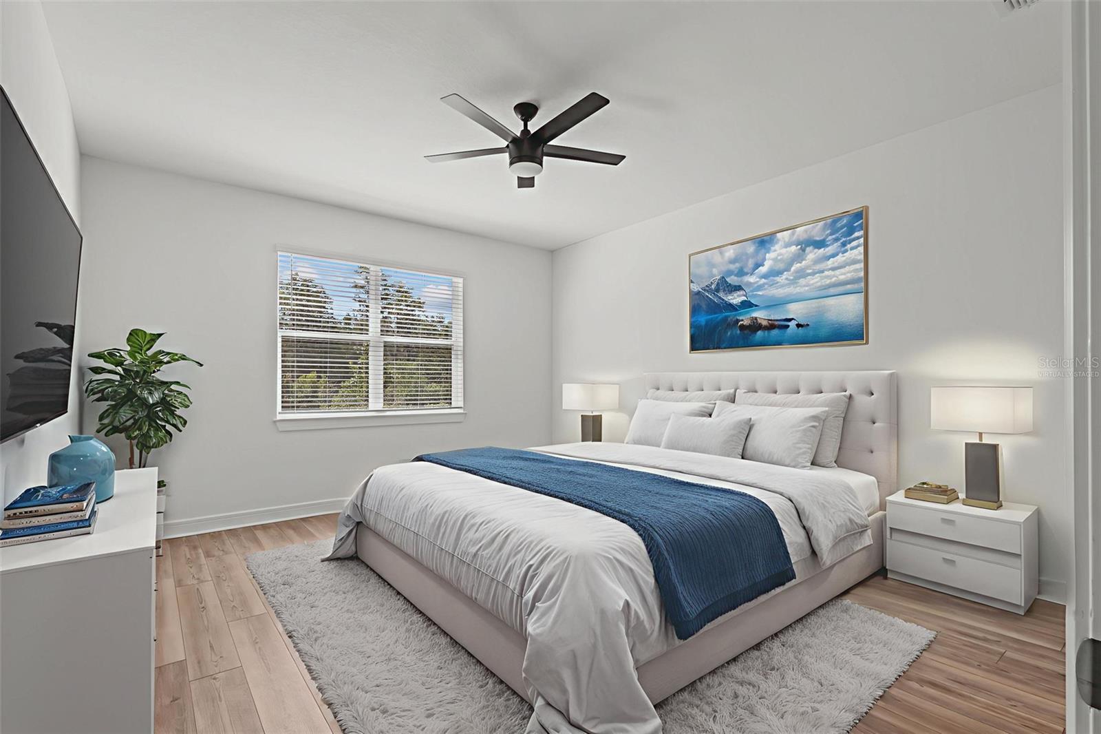 Virtually staged primary suite