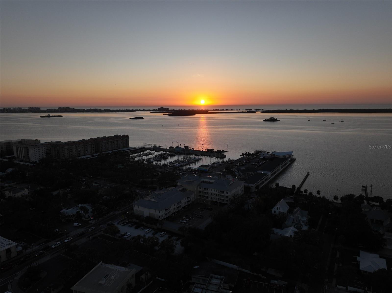 Sunset View Aerial of Marina Downtown