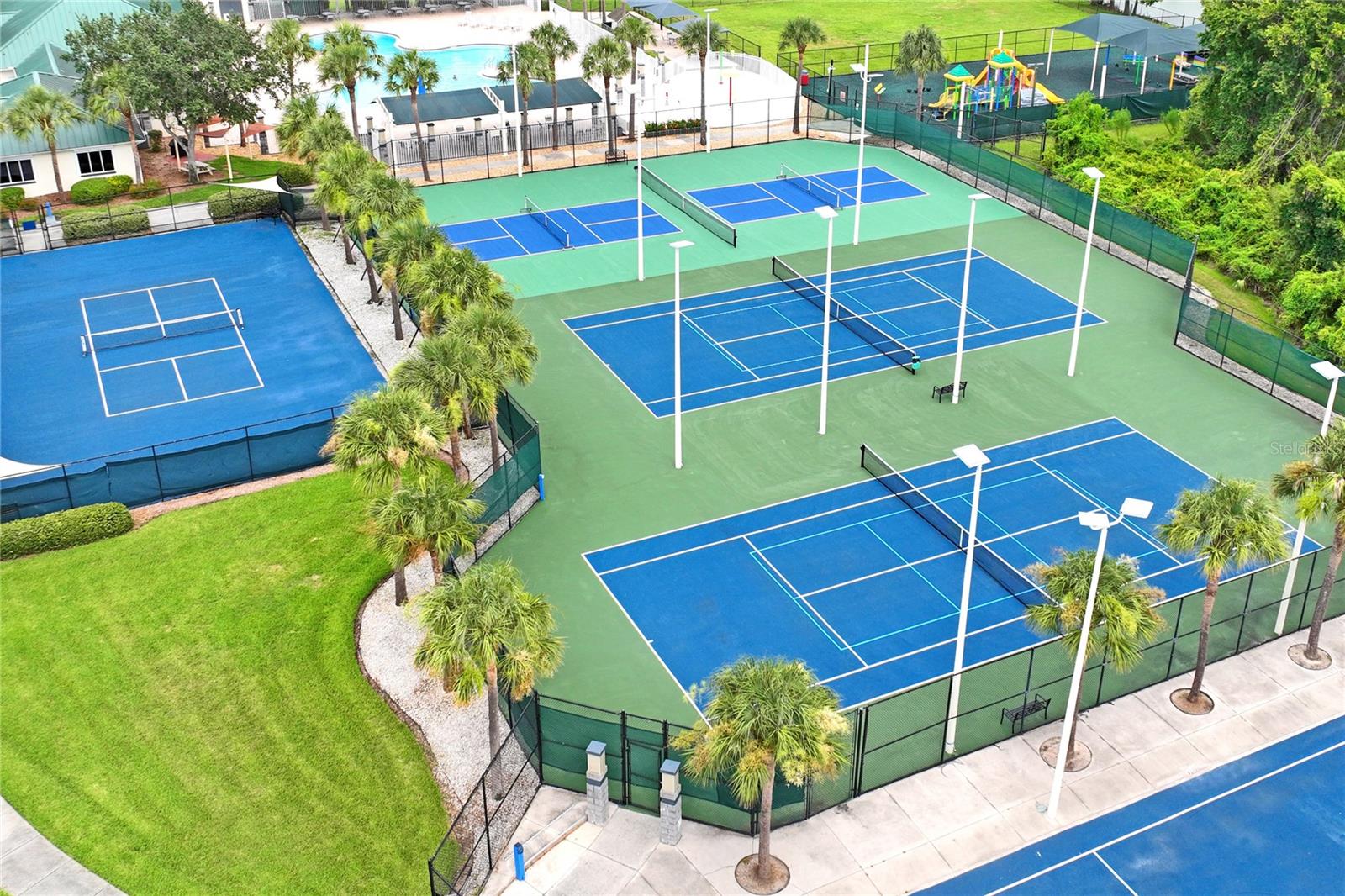 Tennis Courts and view of playground