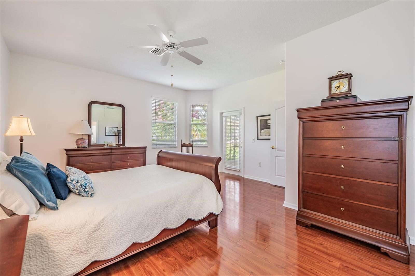 Oversized primary bedroom with room for a cozy reading nook