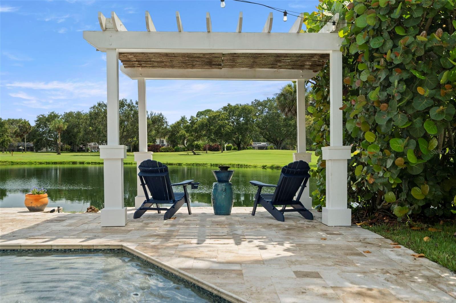 Sparkling pool with sunshelf