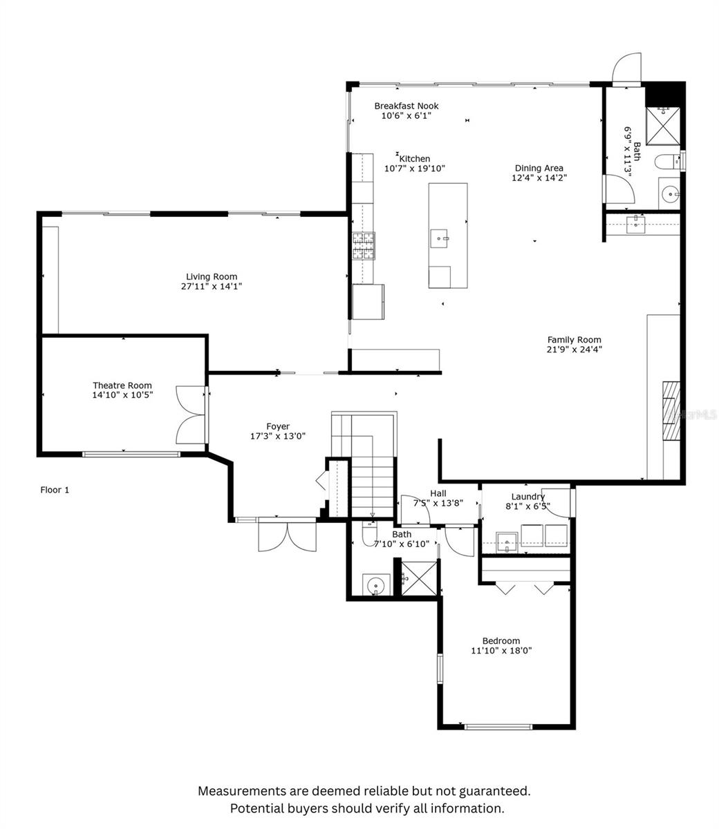First floor -- three car attached garage to right