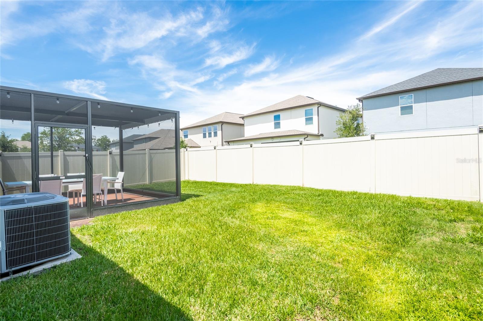 Completely fenced in . Vinyl fencing.