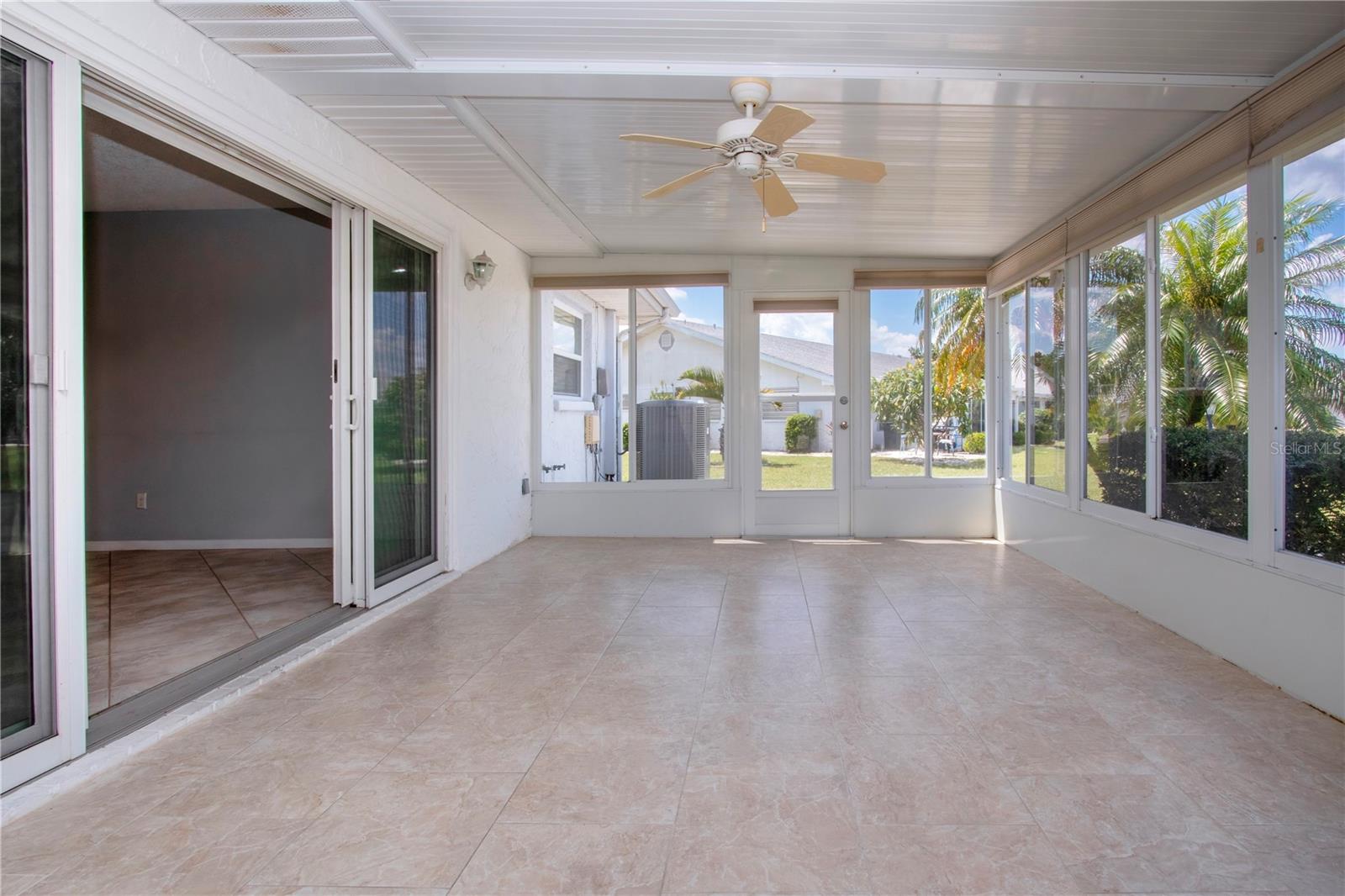 Sliding glass doors from Family room