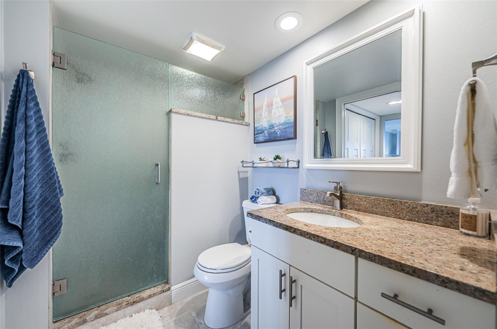 Updated bathroom with walk-in shower