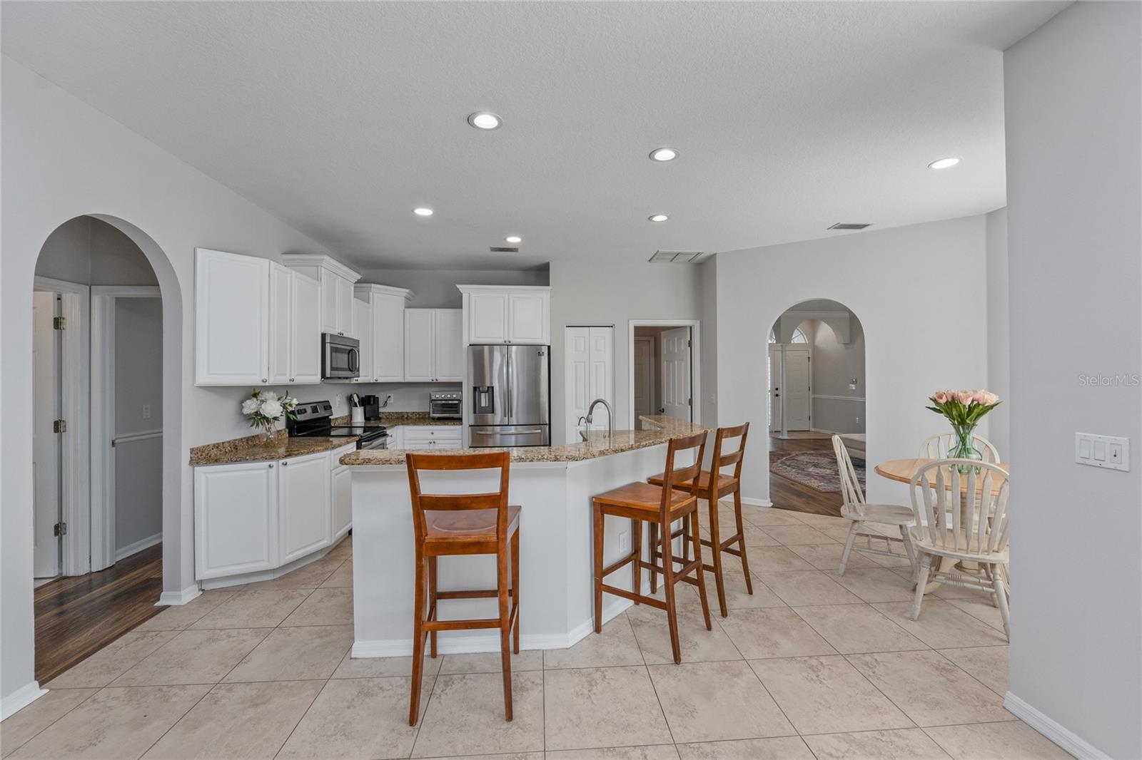Kitchen with a breakfast bar and eat in space
