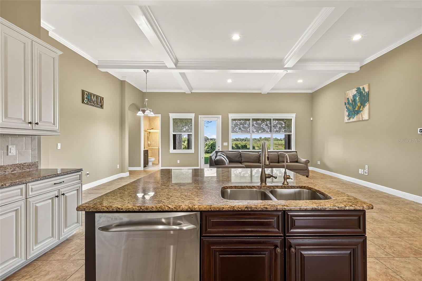 View from kitchen toward great room